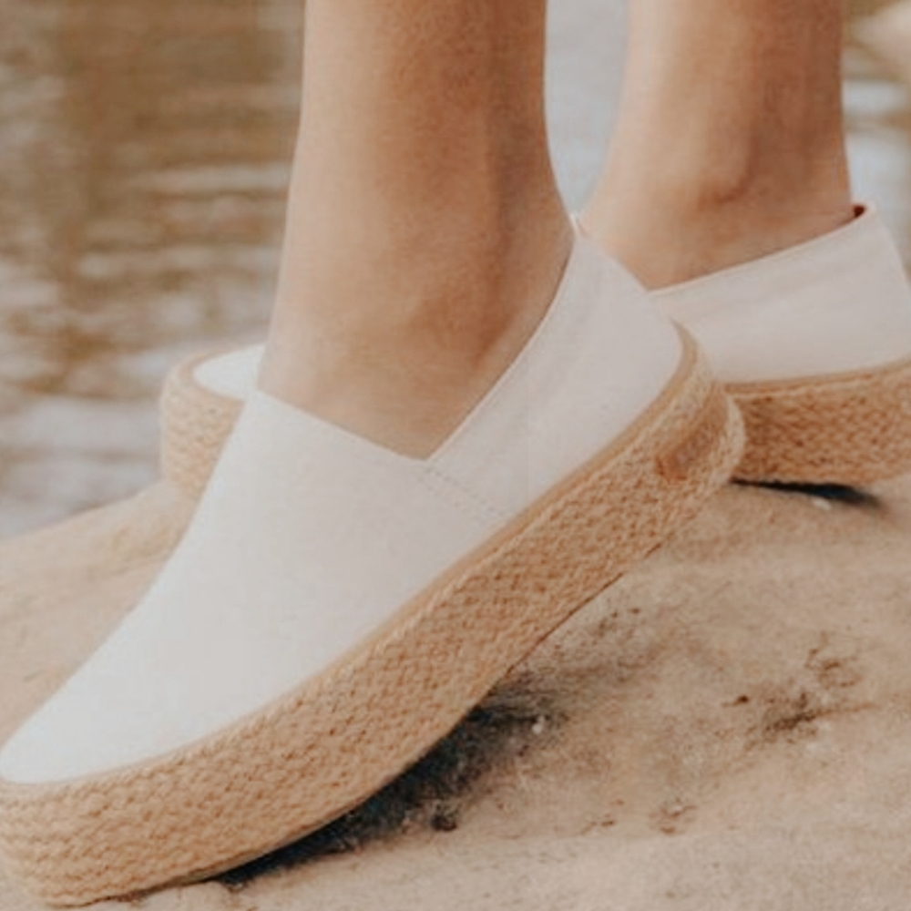 seavees • boho neutral ivory cream oceanside espadrille platform slip on sneaker
